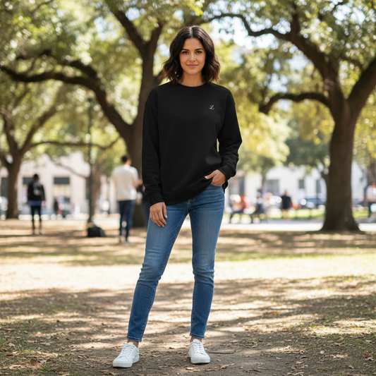 Women's Embroidered L Sweatshirt - Minimalist Script Crewneck