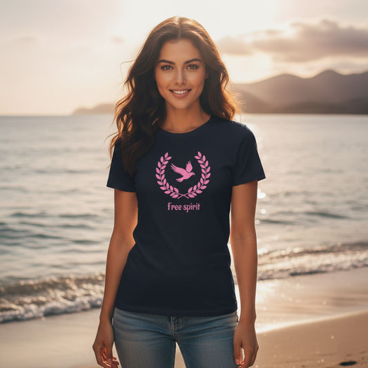 Women's “Free Spirit” T-Shirt – Graphic Tee with Bird Design