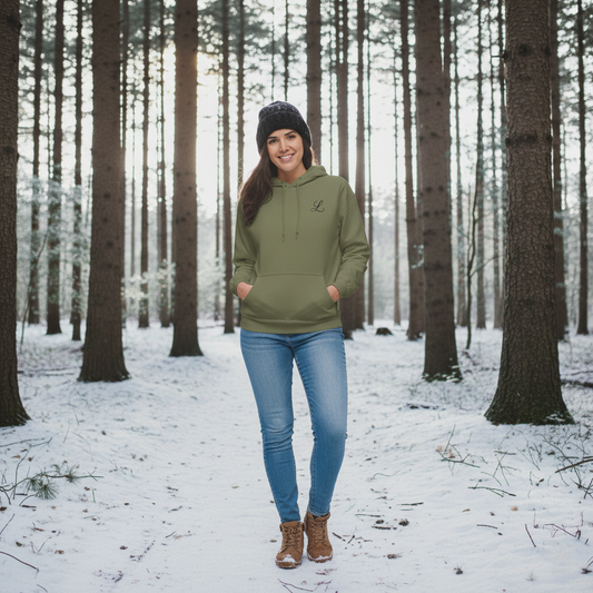 Women's Embroidered L Hoodie - Minimal Side Chest Logo Hoodie