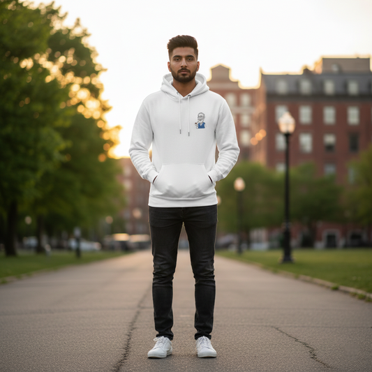 Men’s Hoodie – Small Pipe-Smoking Man Chest Graphic