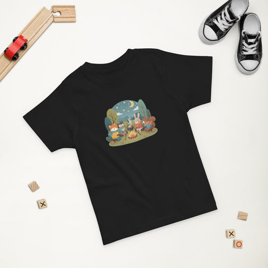 Kids t-shirt with colorful all-over animal print on front