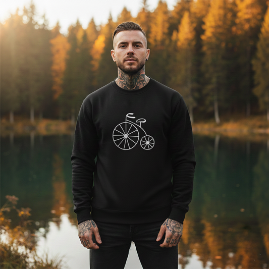 Herrtröja med vintage-cykel – klassisk grafisk rund hals