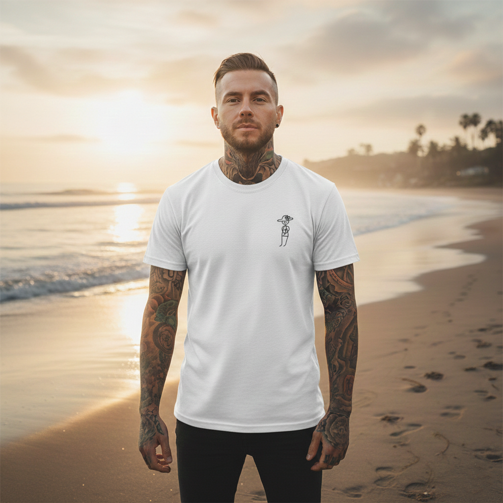 Men’s Stick Figure T-Shirt – Graphic Tee with Flower Design