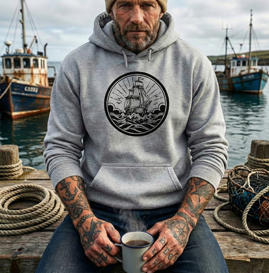 Herr Segelbåtslucka - Oak Ship Circle Graphic Luvtröja