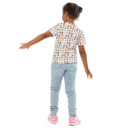 Back view of kids t-shirt with full-body animal print