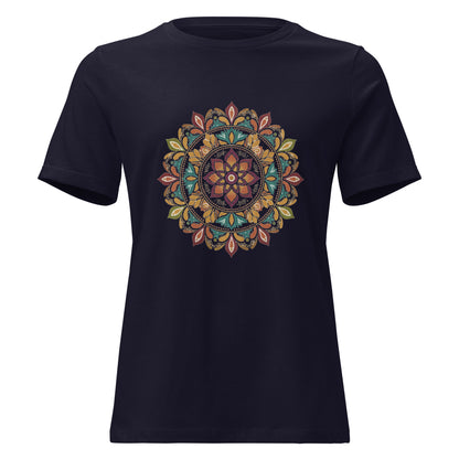 Women’s t-shirt with intricate floral mandala graphic on front